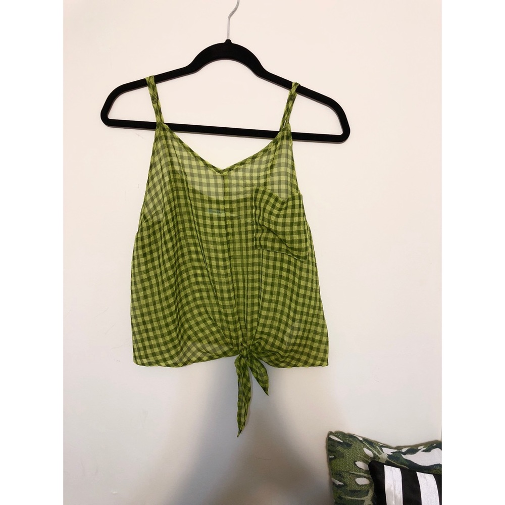 ❌ SOLD ❌ PacSun Black + Yellow Sheer Plaid Top (M)